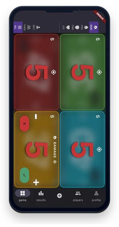 EDHStat damage targeting interface