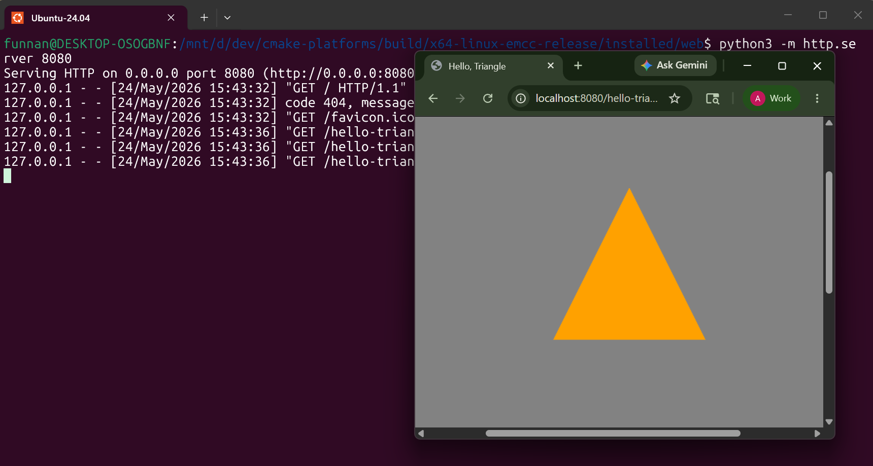 Hello Triangle running in the browser via WebAssembly