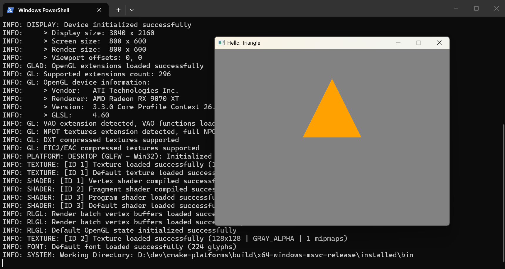 Hello Triangle running natively on Windows