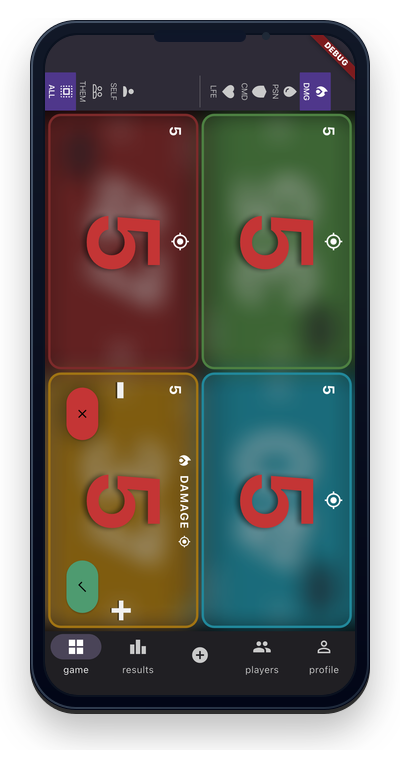 EDHStat action overlay for logging counters and damage